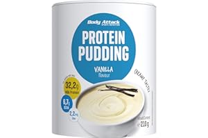 BODY ATTACK SPORTS NUTRITION Body Attack Protein Pudding senza cottura, Vaniglia, 210g, con 32% di proteine, a basso contenuto calorico, cremoso e a basso contenuto di grassi; 6,7g di BCAA- prodotto in Germania