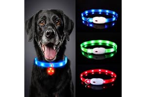 Light Up Dog Collar, Oladwolf LED Dog Collar Lights for the Dark, Ultra Bright USB Rechargeable Cut to Fit Any Size Flashing Dog & Cat Collar Waterproof