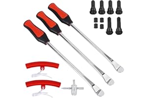RUTU Tyre Spoon Lever Dirt Bike Tyre Changing Tool Motorcycle Tyre Changer ATV Lawnmower with 3 Tyre Irons 2 Rim Protectors Valve Stems Set TR412 TR413