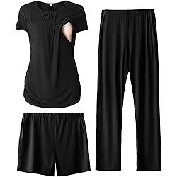 SUNNYBUY 3-delige borstvoedingspyjama-set voor de periode na de geboorte, casual, zacht, zwangerschapspyjama, nachtkleding, loungewear, kledinglaag, paars rood, XXL SUNNYBUY 3-delige borstvoedingspyjama-set voor de periode na de geboorte, casual, zacht, zwangerschapspyjama, nachtkleding, loungewear, kledinglaag, paars rood, XXL