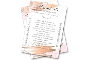 SHMAKI Hen Night Party Games Bachelorette, Would She Rather, A6 Size 105mm x 148mm for Bridal Shower (24 Pack)