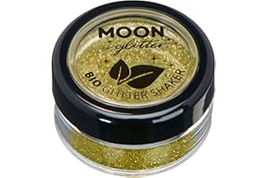 Biodegradable Eco Glitter Shakers by Moon Glitter - Gold - Cosmetic Bio Festival Makeup Glitter for Face, Body, Nails, Hair, Lips - 5g