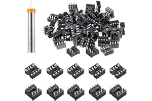 Youmile 100 pcs 8 broches DIP IC Socket 2,54 mm pas IC Socket Adaptateur Type de soudure Flat Pin IC Composants de avec stylo en fil d'étain pour l'expérience électronique DIY