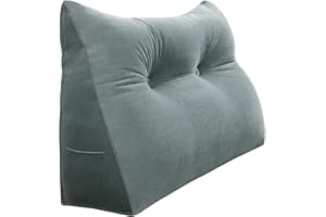 ‎BNCKTRD BNCKTRD Headboard Large Back Cushion, Comfortable Reading Cushion and Back Section in Bed, Backrest Pillow, Long XXL Cushion for Sofa, Couch, Wall Cushion, Velvet Grey, 80 cm