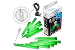 KNIXS 12er Set Premium Power-Knicklichter in grün leuchtend inkl. Spezialhaken und Befestigungsband für Party, Festival, Outdoor oder als Dekoration