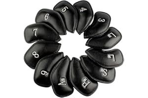 CRAFTSMAN GOLF Juego de 12 Fundas Gruesas de Piel sintética para Cabeza de Hierro de Golf, se Adapta a Todas Las Marcas, Disponible para versión Personalizada