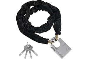 Diyife Chaîne Antivol Vélo avec 4 Clé [98cm/6mm/0.85kg], Cadenas résistant antivol, Acier Inoxydable Haute Résistance, Cadenas à Clé pour Vélo, Moto, Porte, Garage, Jardin, Clôture, Scooters