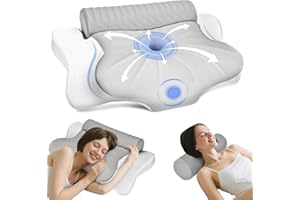 2 In1 Orthopädisches Nackenkissen mit Wechselbarer Höhe, Qufby Memory Foam Kopfkissen, Nackenstützkissen, Ergonomisches Nackenkissen für Seiten, Rücken & Bauchschläfer