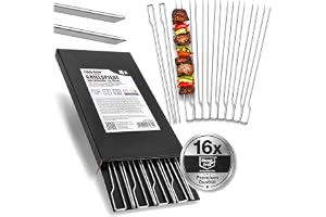 com-four® 16 Premium BBQ Spett, Dubbla spett 30 cm i rostfritt stål