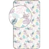 Disney Stitch - S&aacute;bana bajera ajustable (90 x 200 + 25 cm, 100% algod&oacute;n)