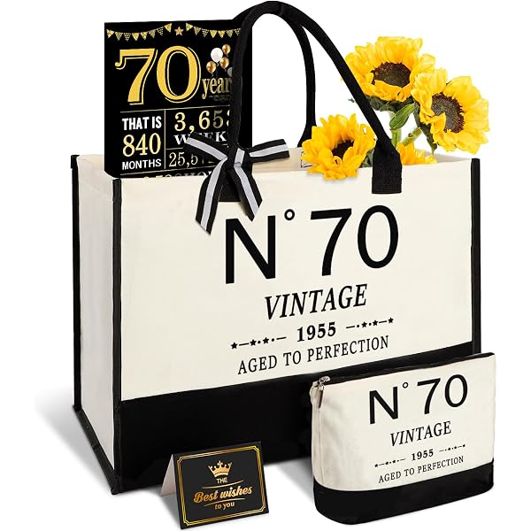 Personalisiertes Baumwolltaschen-Geschenk – 70. Geburtstag „70 Jahre Perfektion“ Mit Namen, 42x38 Cm
