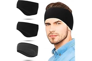 MOAZIFI 3 Stück Winter Stirnband Sport Für Unisex, Doppelschicht Winddichtes Stirnband Herren Winter, Ohrenwärmer Herren, Ohrwärmer Für Laufen, Wandern, Yoga, Skifahren, Radfahren(Schwarz, Grau)