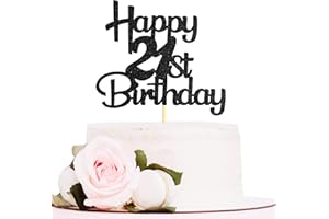 Sotpot Black Glitter 21 Cake Topper, 21st Birthday Cake Decorations for Birthday Party Anniversary Party Supplies