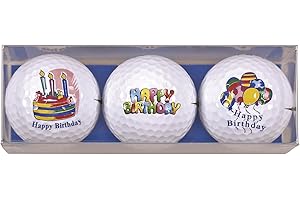 SPORTIQUES Golfas - dein Online-Proshop Zum Geburtstag - Happy Birthday Golf-Geschenkset bestehend aus 3 bedruckten Golfbällen - ein tolles Geschenk/Geburtstagsgeschenk für jeden Golfer