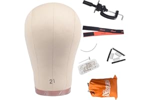 Xtrend 21 Inch Cork Canvas Block Head for Making Head Weft/Wig/Hair Extension Making Display Styling Mannequin Head with Stand Manikin Canvas Head Hair Accessories 21inch