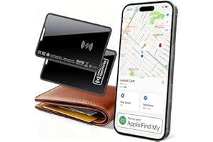 HENDARI Slim Wallet Tracker Carte Lot de 2, Rechargeable Smart Air Traceur Tag Card Compatible avec Apple Localiser (iOS Uniquement), Bluetooth Localisateurs D’Objets pour Portefeuille Clés Bagages Valise