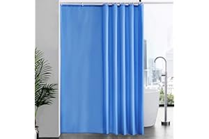 Furlinic Cortina Ducha Tela Impermeable con Antimoho Azúl Cortinas Baño Poliéster Lavable con 16 Anillas Cortina Ducha para Bañera Cuarto de Baño 244x200cm