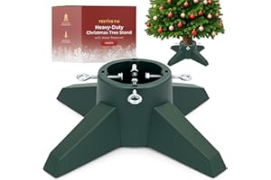 Festive Fix Christmas Tree Stand – Heavy-Duty 6ft Holder with Water Reservoir, Stable Base for Real Trees, Quick Assembly with Metal Bolts