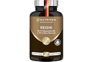 LABORATOIRES NUTRIMEA REISHI – 6000 mg – Bio-Reishi-Extrakt, titriert 5:1 – Dosiert mit 50% Polysacchariden und 25% Beta-Glucanen – Adaptogener Pilz – 60 vegane Kapseln – Nutrimea