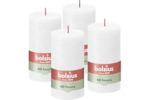 BOLSIUS Vela de pilar rústica, color blanco, 13 x 7 cm (paquete de 4) - Valentin