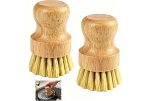 2 st Bamboo köksborstar miljövänlig rengöring, träborstar naturliga borst, diskborste, kastrull, svamp och grönsaker, ergonom