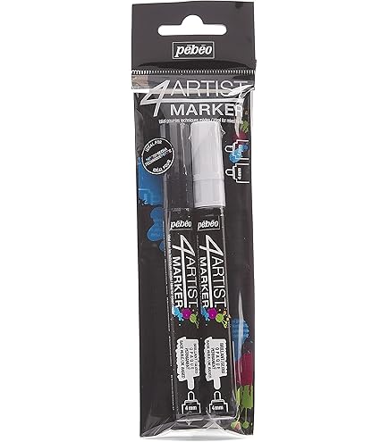 Set De 8 Marqueurs Pébéo 4ARTIST Marker Duo - Pointes 2 Mm Et 8 Mm - Or Et Argent - Pour Dessin, Peinture, Décoration
