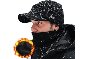 Comhats Zestaw zimowy z wełnianą czapką z daszkiem i polarowym szalikiem/ocieplaczem na szyję dla mężczyzn i kobiet – ciepła dzianinowa czapka z daszkiem