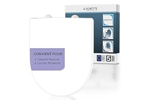 SCHÜTTE Abattant WC compatible avec Geberit Renova, Laufen Moderna, avec système d'abaissement automatique, fabriqué en UE, couvercle de toilette amovible en Duroplast incassable, couvercle de