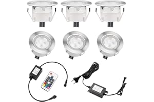QACA Lot de 6 Spots LED Encastrable,Spots pour Escaliers Pont Lumière pour Jardin, Patio, Spots Luminaires LED Decoration les EscalierDC 12V Etanche IP67 (RGB)