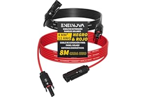 ENERNOVA Cable Solar 4mm²/6mm², Cable de Extensión para Paneles Solares 1/2/3/5/8/10/12/15/18/20M, Cable de Extensión con Conector Hembra y Macho, Cable Fotovoltaico IP67 Adaptador de Paneles Solares(4mm² 8M)
