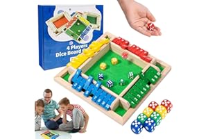 AHYDFSR Shut the Box in Legno 2-4 Giocatori - Gioco da Tavolo Con 8 Dadi per Matematica - Set Completo per Bambini, Adulti, Famiglia o Bar