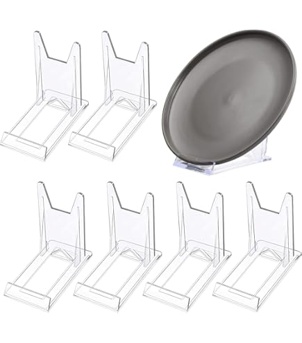 GOIEHIR 6 stuks acryl bordenstandaard, verstelbare kunststof decoratieve plaathouder, transparante displaystandaard, voor fotodisplays, borden, tafelkaarten, kookboeken