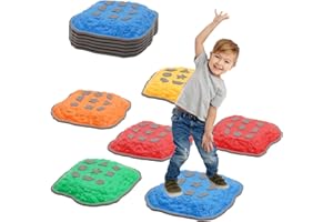 FORROBY 6 Pierres D'équilibre pour Enfants,Parcours de Motricité Intérieur & Extérieur,parcours motricité avec Motif Antidérapant,Favorise l'Équilibre,la Coordination et la Force pour les Enfants Âgés 3-8