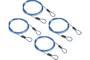 PATIKIL Security Steel Cable 2.5mm x 1m/3.28ft Coated Luggage Lock Wire Rope with Double Loop Blue 4 Pack