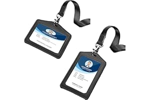 Meekye Set di 1/2 Porta Badge PU Cordino, Porta Badge da Collo, Porta Tesserino per Carte di Credito, ID Lavoro, Carta D'identità, Carta Studente, Ufficio Badge Holder