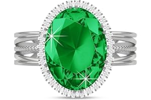 Linawe Birthstone Chunky Adjustable Rings for Women, Gold/Silver/Rose Gold Statement Rings, Imitation Diamond Fake Gemstone Crystal Cocktail Ring, Cubic Zirconia Costume Jewellery