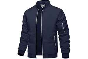 TACVASEN Veste Homme Mi Saison Imperméable Bombers Homme Coupe Vent avec Plusieurs Poches