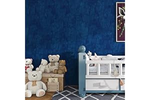 ReWallpaper Carta Autoadesiva Floccata Blu Pellicola Adesiva Mobili Velluto Vintage 44.5cm×7m Carta Da Parati Adesiva Muro Camere Da Letto Blu Scuro Spessa Rotolo Di Carta Vellutata