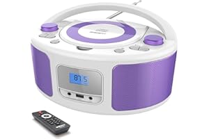 WISCENT Radio CD,Radios portátiles Boombox, Reproductor de CD MP3 estéreo Portátil con Bluetooth, USB, Entrada Aux, Conector para Auriculares