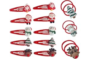 ‎LOMYLM Weihnachts Haarschmuck für Kinder, 16STK Haarspange Haargummis Weihnachten Rote Weihnachtsmann Schneemann Schneeflocke Weihnachtsbaum Rentier Haarspangen Weihnachtsschmuck Geschenke für Kinder Mädchen