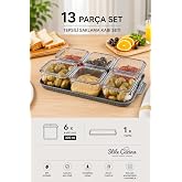 13 Par&ccedil;a Tepsili Kahvaltılık Saklama Kabı Seti &ndash; 6x300 ml Kare Kap,BPA İ&ccedil;ermeyen Kapaklı (Antrasit6lıKare)