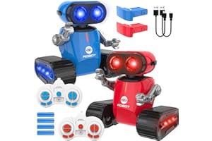 UFLYTOO LA RC Kids Robot Toys, 2PCS Remote Control Robots Toys with Lighting & LED Eyes, Removable Modular Batteries, Dance Moves and Music, RC Robot Toy Gifts for Boys Girls 3+ Years Old