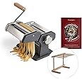 Manual Noodle Machine Nonna, Stainless Steel, Pasta Maker incl. Recipe Booklet, Pasta Dryer & 3 Cutting attachments for Spaghetti, Lasagna, tagliatelle - Misty Cliff