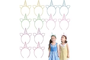 KRYMSON Lot de 12 bandeaux licorne pour enfants, chapeaux de fête pour enfants, accessoires de cheveux licorne, bandeaux licorne pour enfants, filles, convient pour fête, anniversaire, mascarade (six