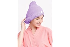 Cortina Microfiber 380 TC Hair Towel Cap,Soft Absorbent Quick Drying Cap for Curly Thick Hair,Wrap Cap for Women Girls-Pack o