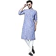 LATEST CHIKAN Men's Cotton Regular Textured Long Kurta Full Sleeves - Casual Ethnic Wear