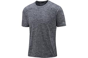 KEFITEVD Męska koszulka treningowa z krótkim rękawem, szybkoschnąca, oddychająca koszulka funkcyjna, okrągły dekolt, melanżowa koszulka sportowa, lekka koszulka na lato