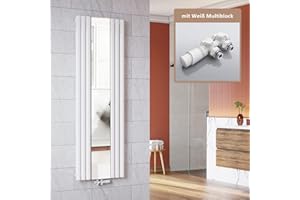 ELEGANT - Radiatore con specchio, bianco, 1800 x 500 mm, termostato multiblocco, bianco