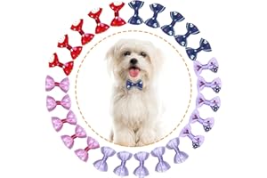 NATUCE 50 Stück Hunde-Haarschleifen，Pet Hair Bögen mit Gummi Bands，Haarschleifen-Clip für Hund Katze Grooming Haar Zubehör