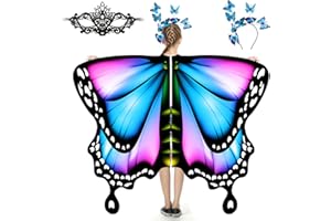plainshe Butterfly Wings for Girls, Butterfly Costume for Halloween, Fairy Wing Kids, 3PCS Butterfly Cape Set
